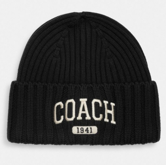 Coach Ribbed Beanie - NWT - Black OS - Picture 3 of 6